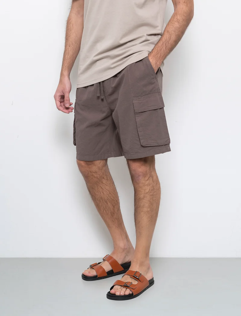 Bermuda cargo in misto lino da uomo - Grigio fango