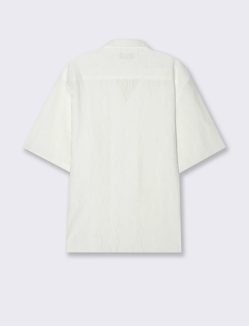Camicia in tessuto a fantasia jacquard da uomo - Bianco