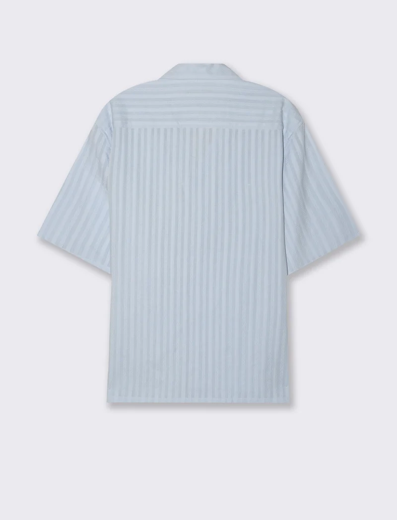 Camicia fantasia jacquard effetto ricamo da uomo - Celeste