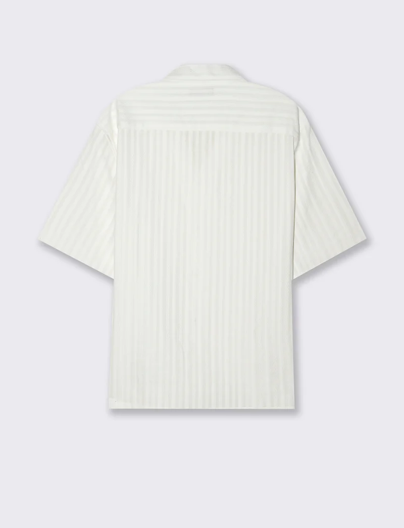 Camicia fantasia jacquard effetto ricamo da uomo - Bianco
