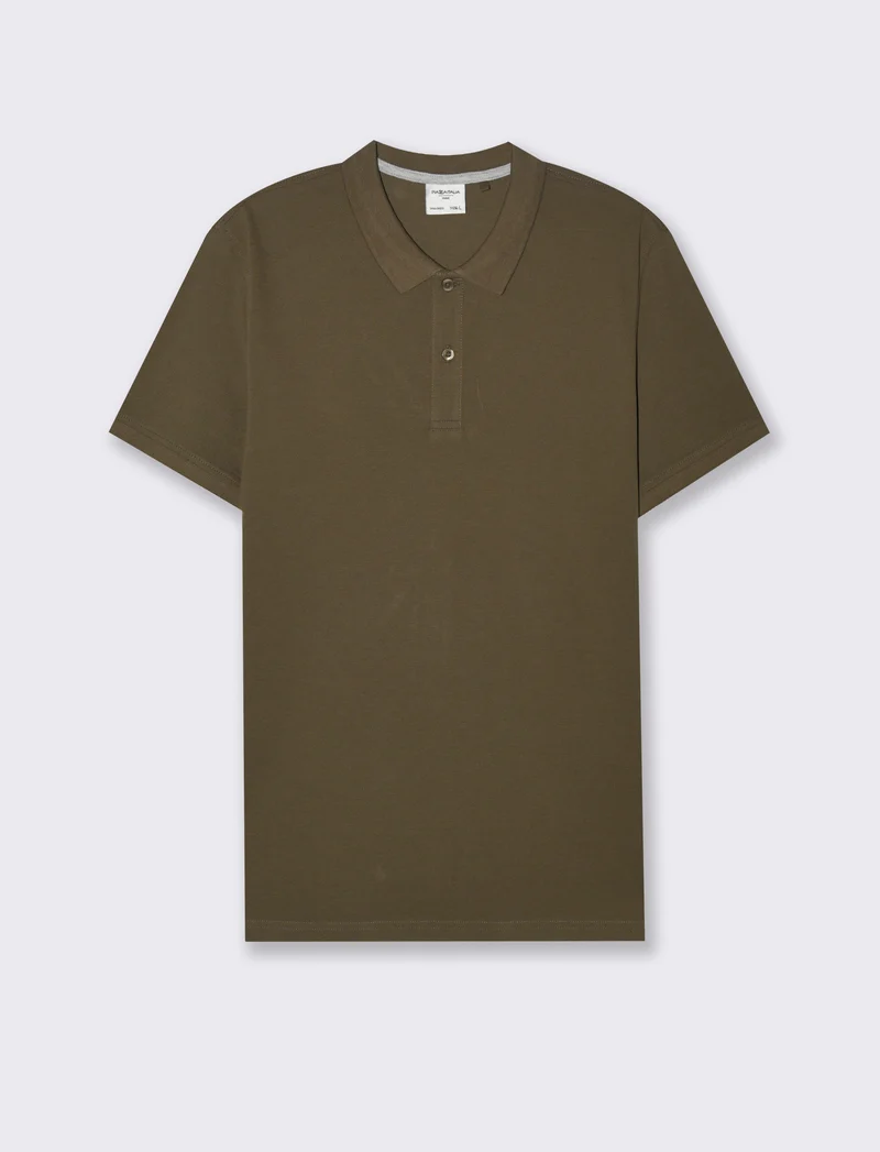 Polo basica in piquet da uomo - Verde kaki