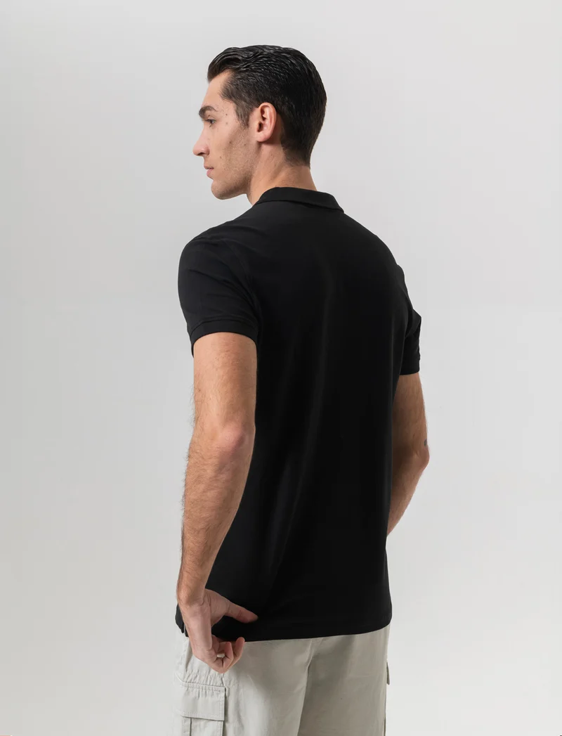 Polo basica in piquet da uomo - Nero