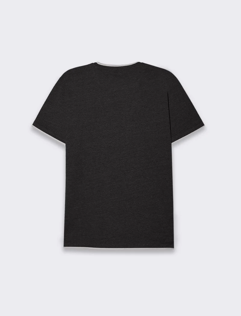 T-shirt effetto melange con tasca da uomo - Nero