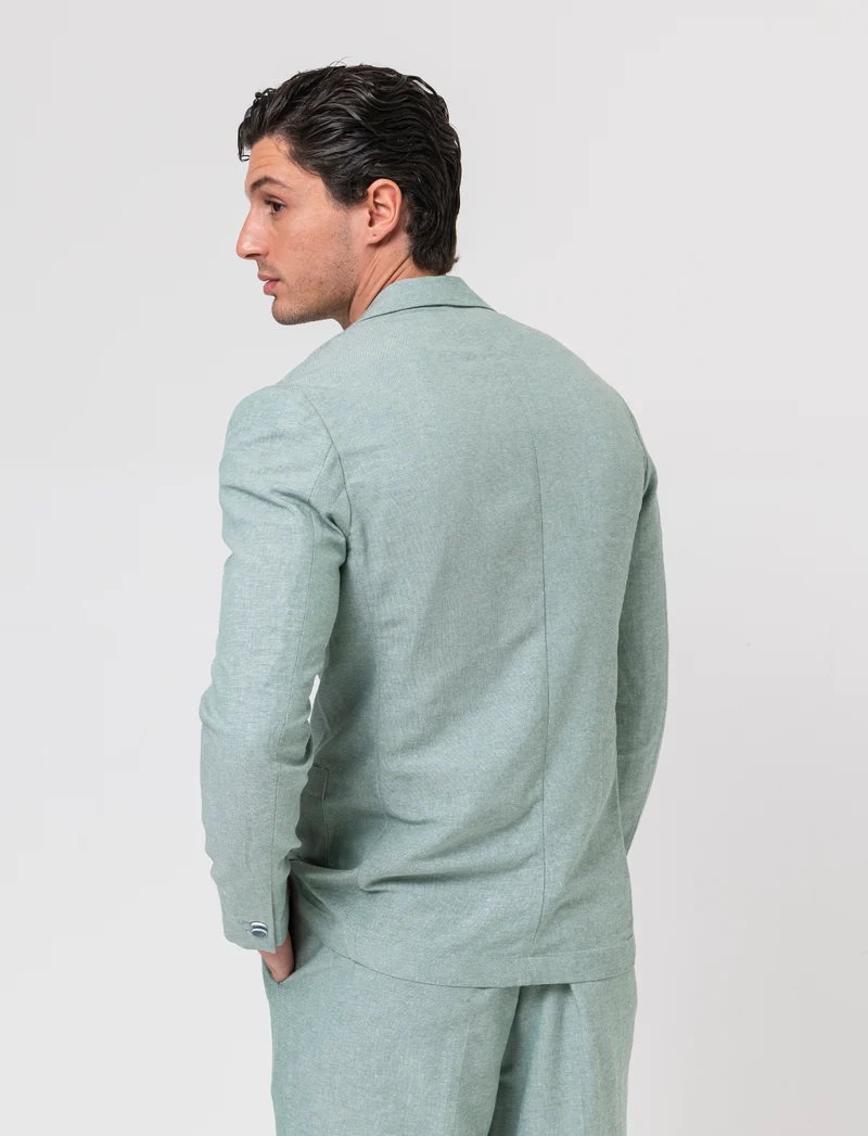 Blazer decostruito da completo in misto lino da uomo - Verde