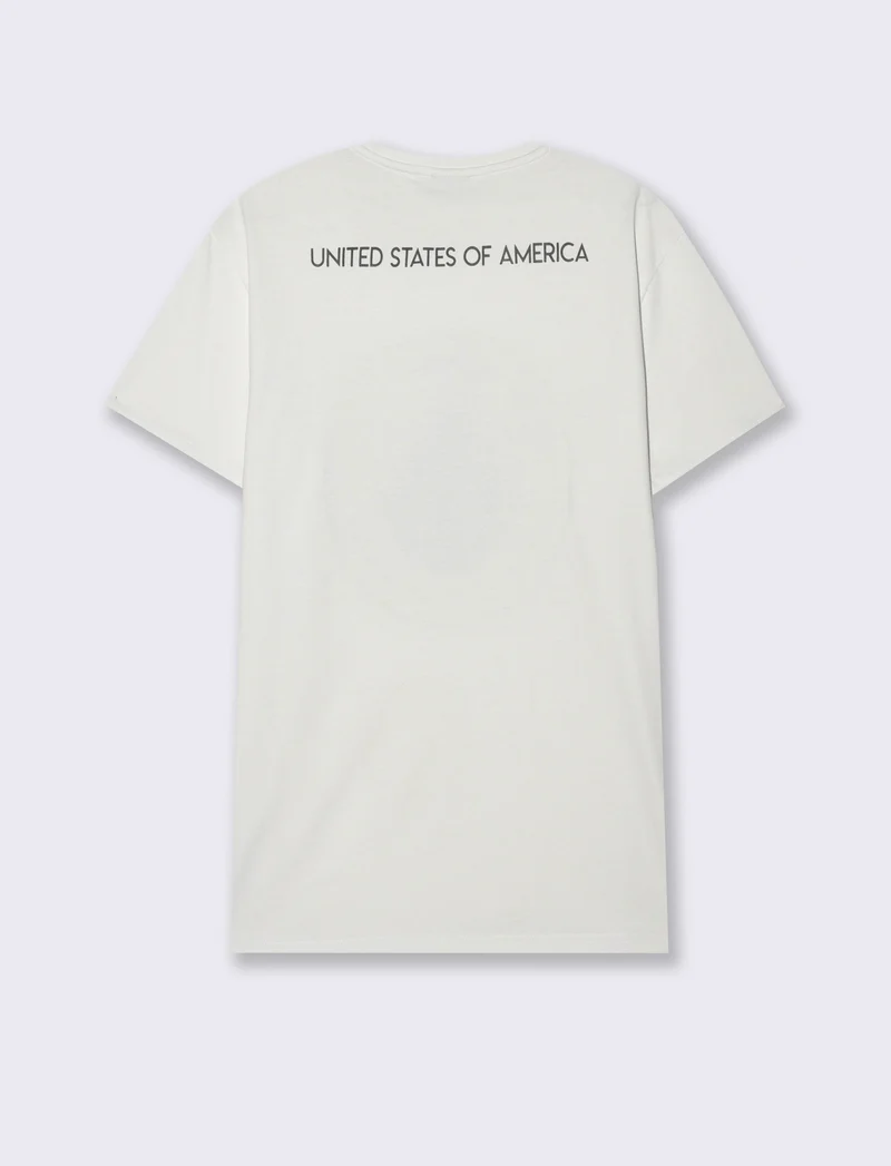 T-shirt in cotone con stampa da uomo - Bianco