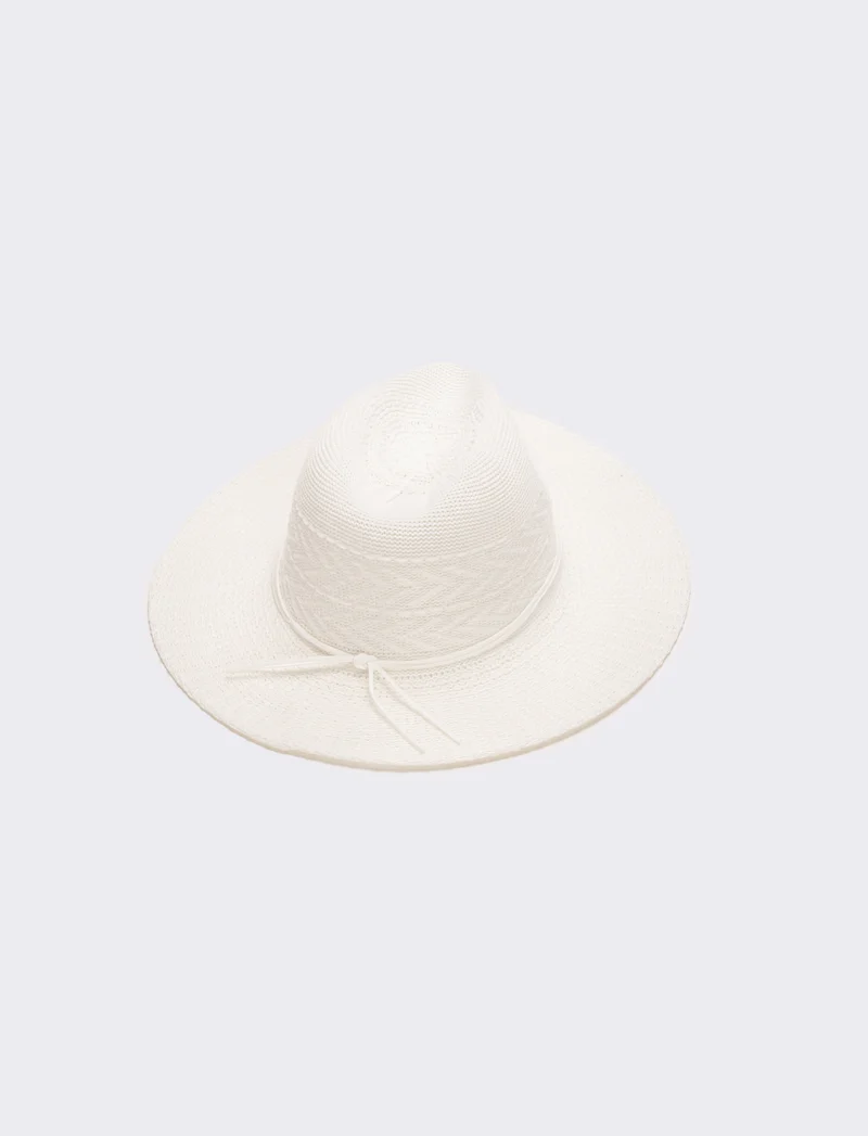 Cappello donna a falda larga in maglina - Bianco