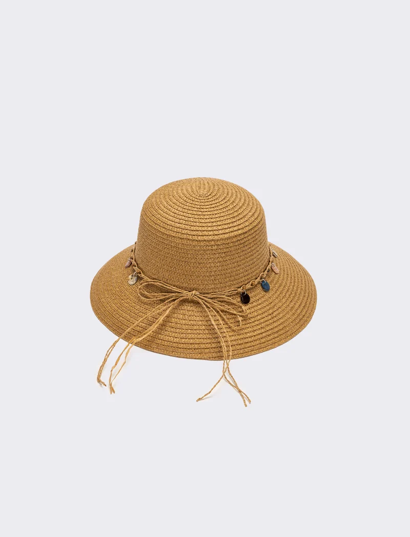 Cappello donna pescatore con medagline madreperla - Marrone