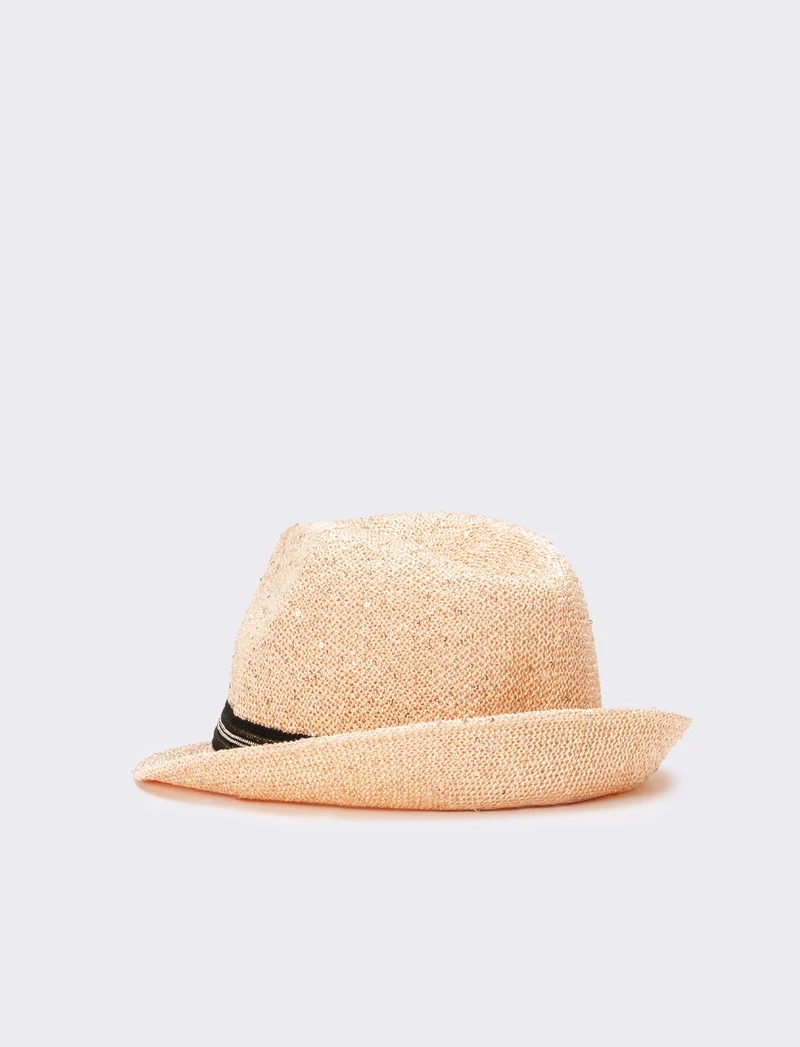 Cappello donna micropailletes con falda - Rosa