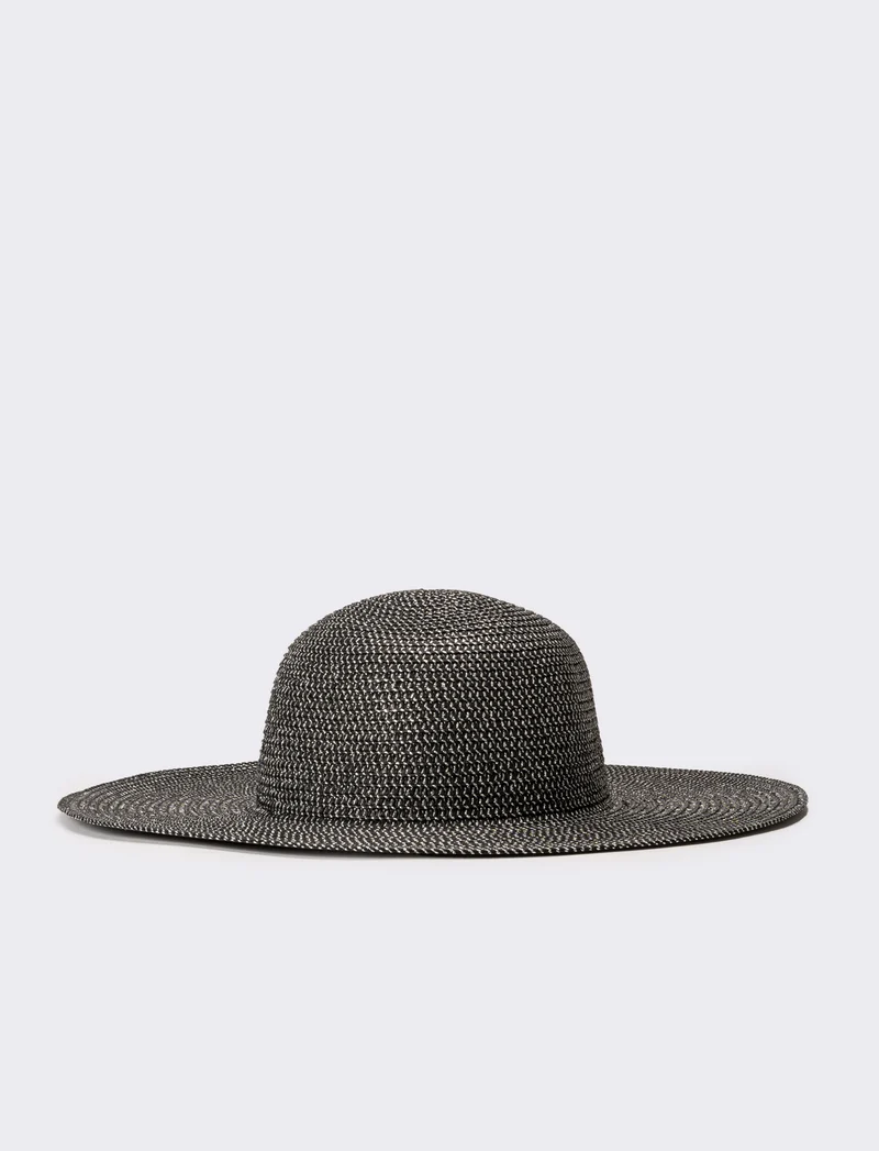 Cappello donna falda larga con lurex - Nero