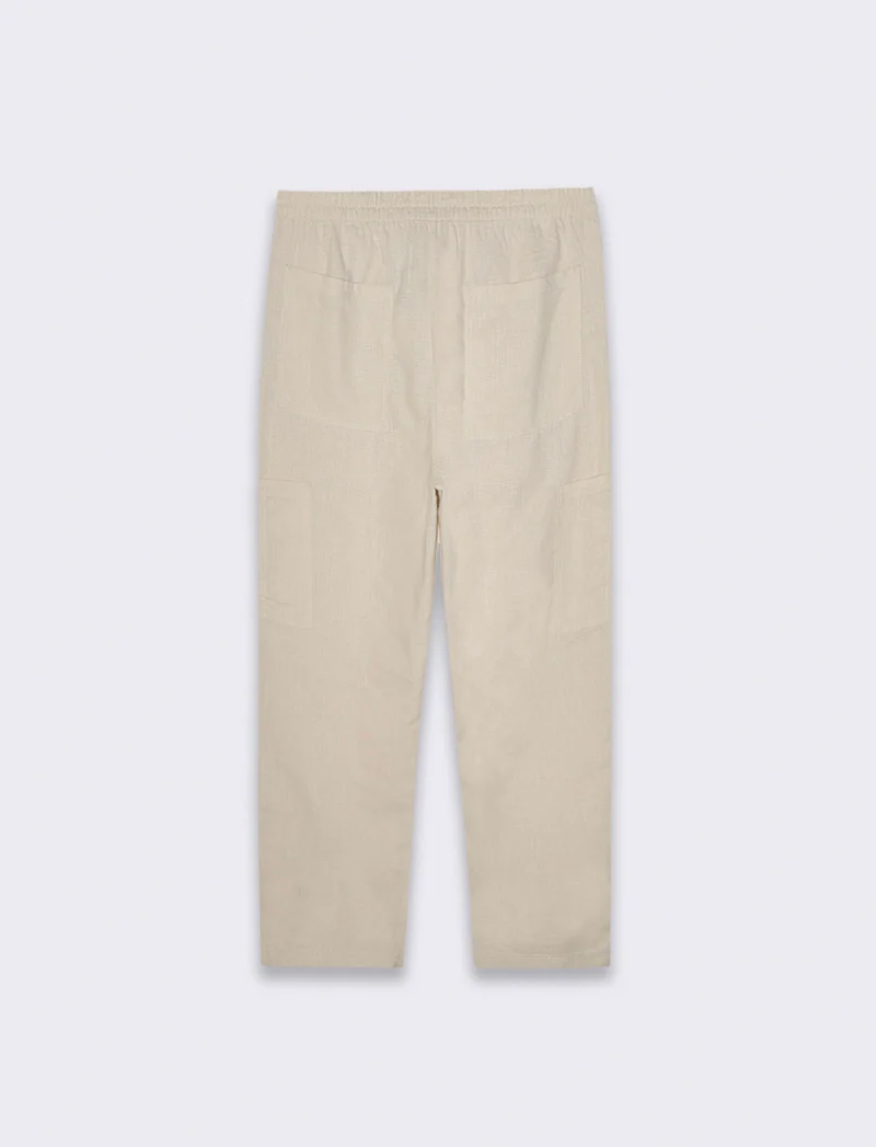 Pantaloni cargo in tessuto armaturato da uomo - Beige ecru