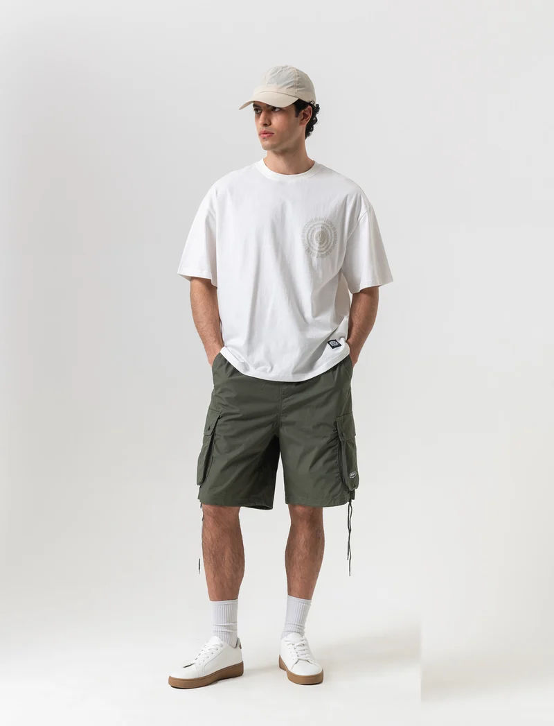 T-shirt boxy fit in cotone con stampe da uomo - Bianco