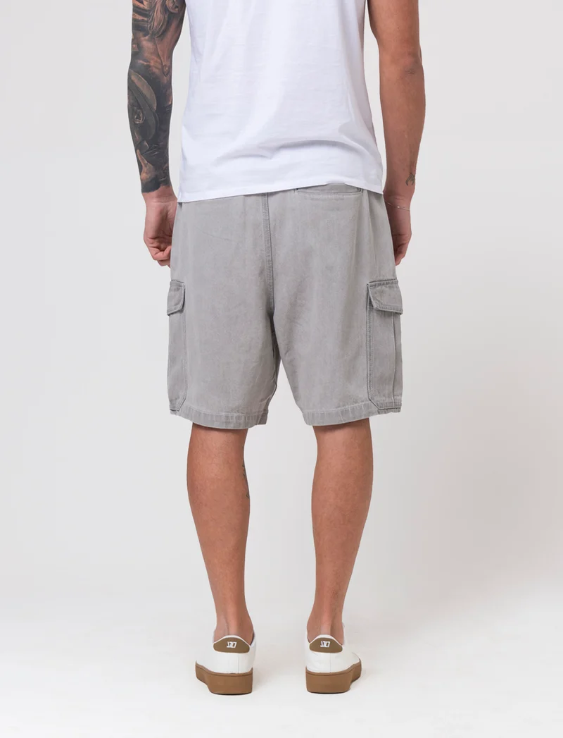 Bermuda cargo in denim da uomo - Grigio chiaro