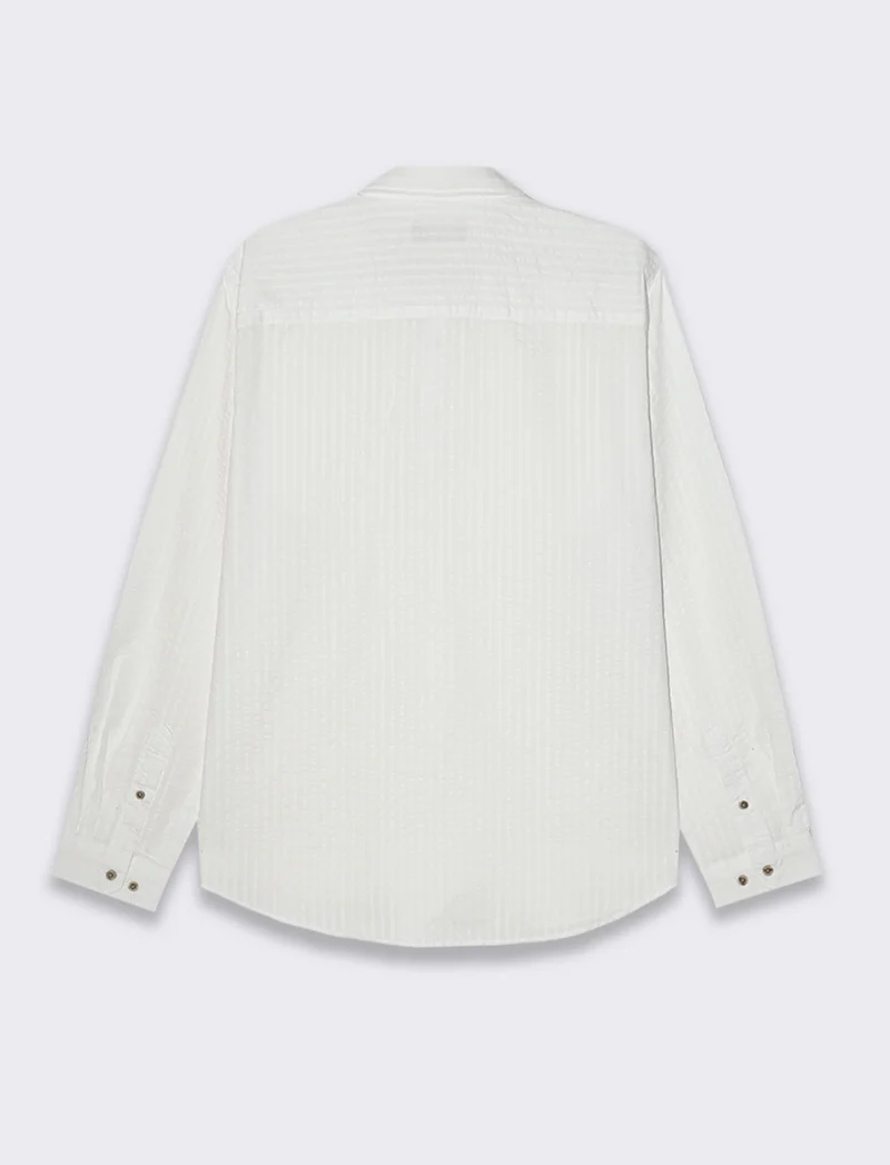 Casacca in tessuto seer sucker da uomo - Bianco