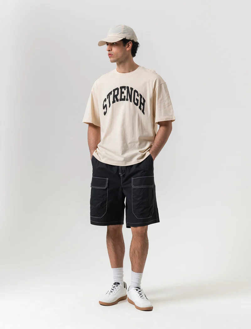 Bermuda jogger cargo relaxed fit da uomo - Nero