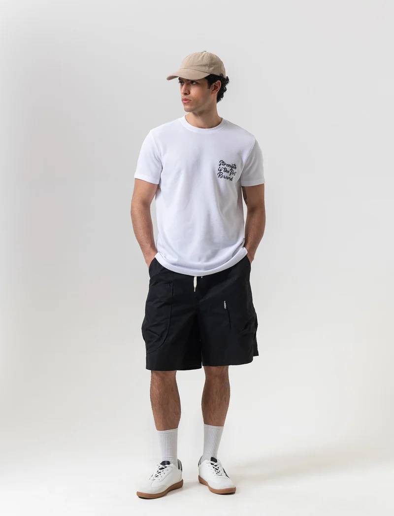 Bermuda jogger cargo relaxed fit da uomo - Nero
