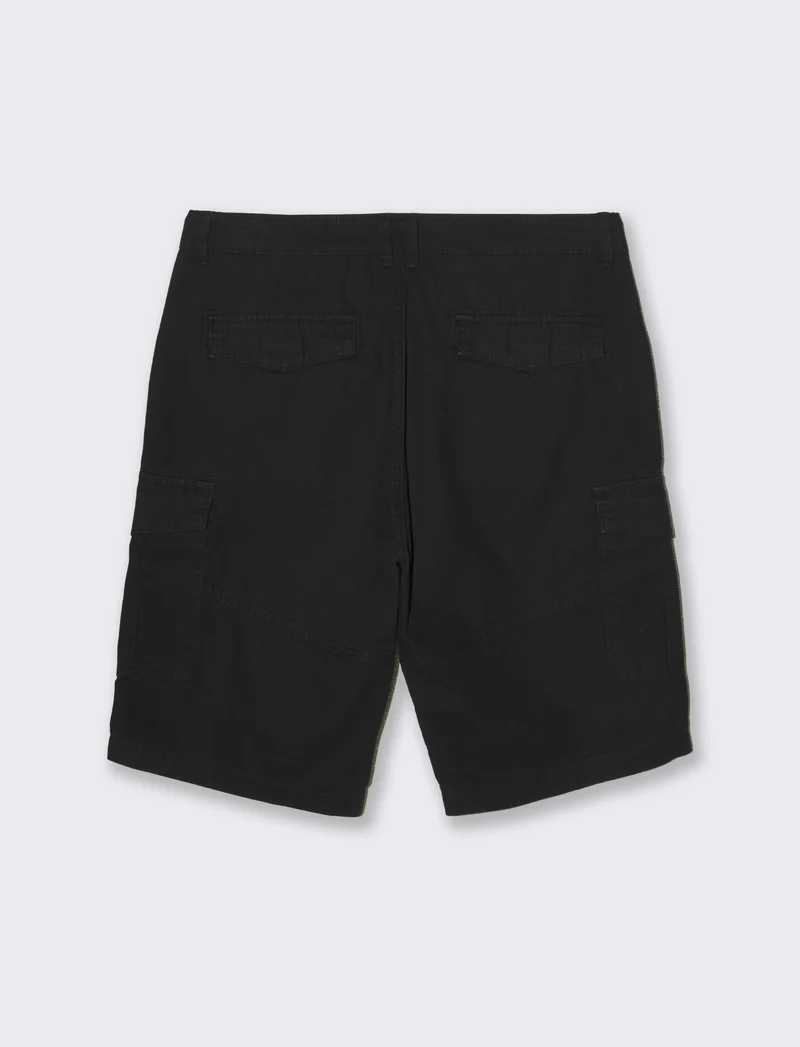 Bermuda cargo in tessuto canvas da uomo - Nero