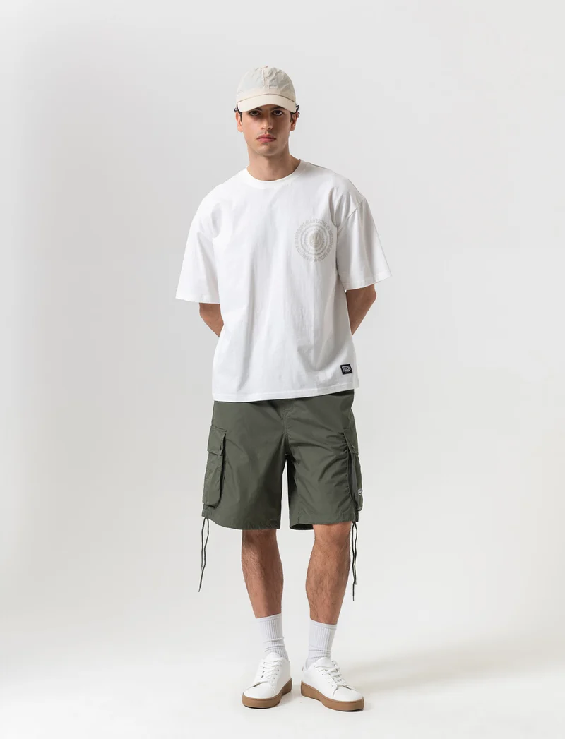 Bermuda jogger cargo relaxed fit da uomo - Verde militare