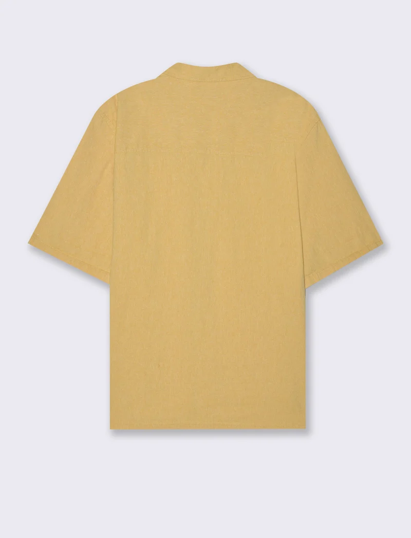 Camicia manica corta goffrata da uomo - Senape