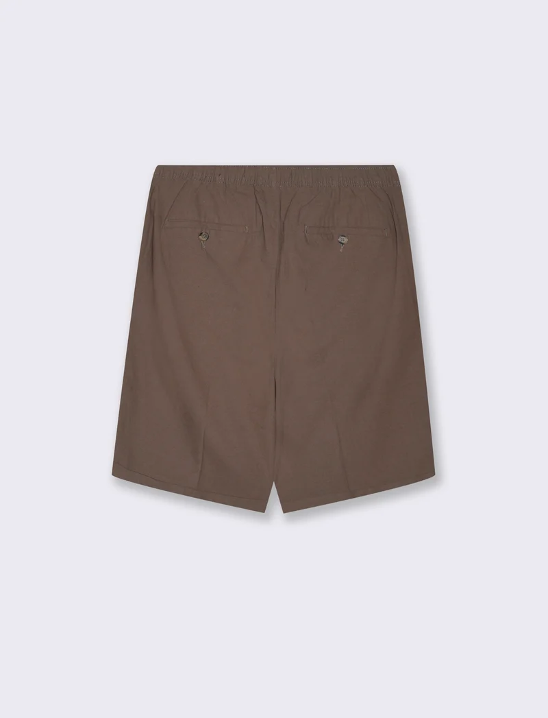 Bermuda vita jogger misto lino da uomo - Grigio fango