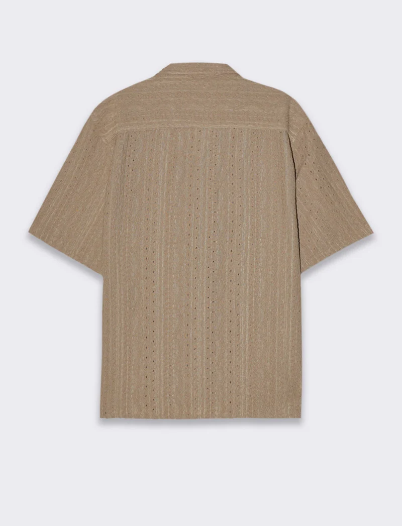 Camicia jacquard effetto crochet da uomo - Grigio tortora