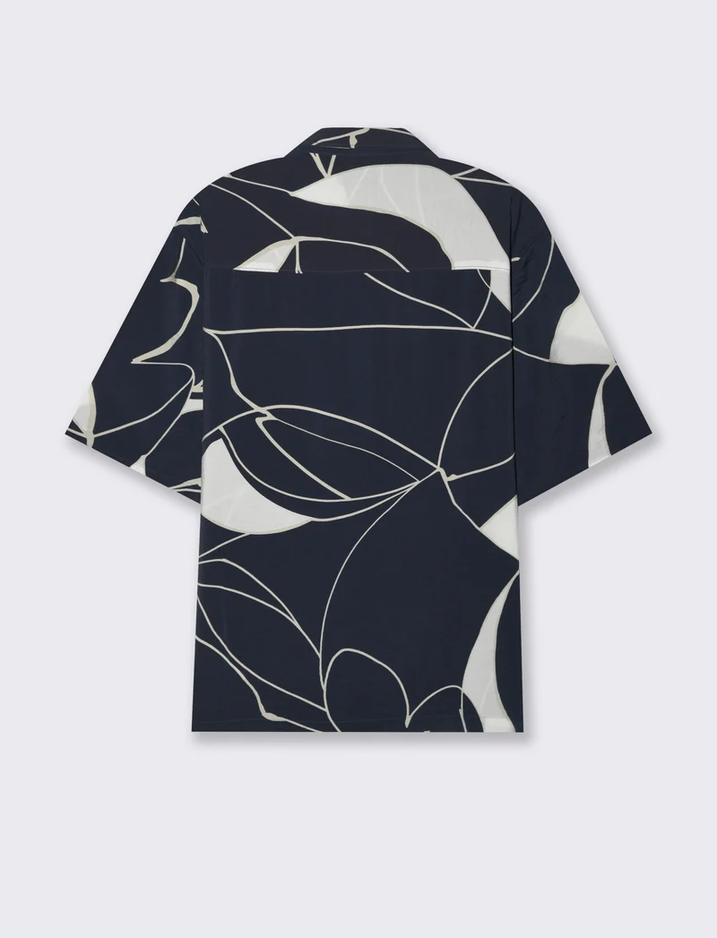 Camicia a fantasia in viscosa nylon da uomo - Blu