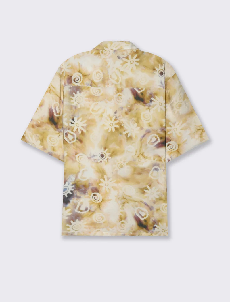 Camicia a fantasia in viscosa nylon da uomo - Beige