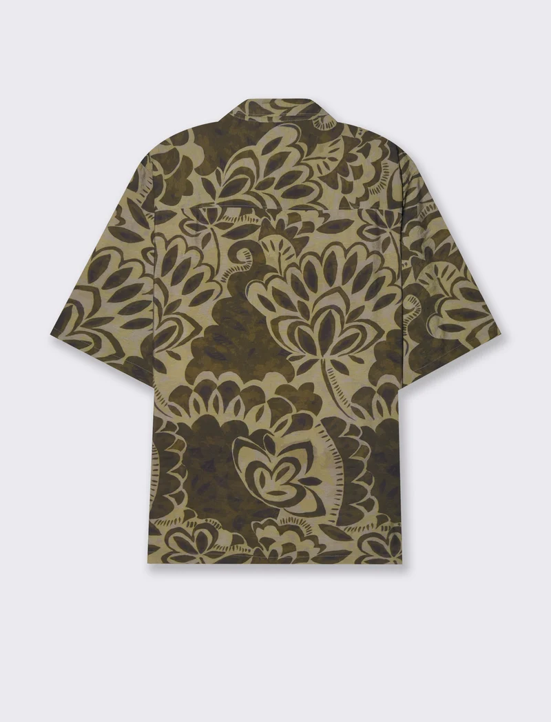 Camicia a fantasia in viscosa nylon da uomo - Moro