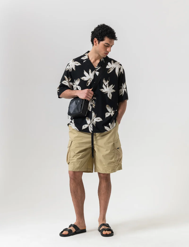 Camicia a fantasia in viscosa da uomo - Beige ecru