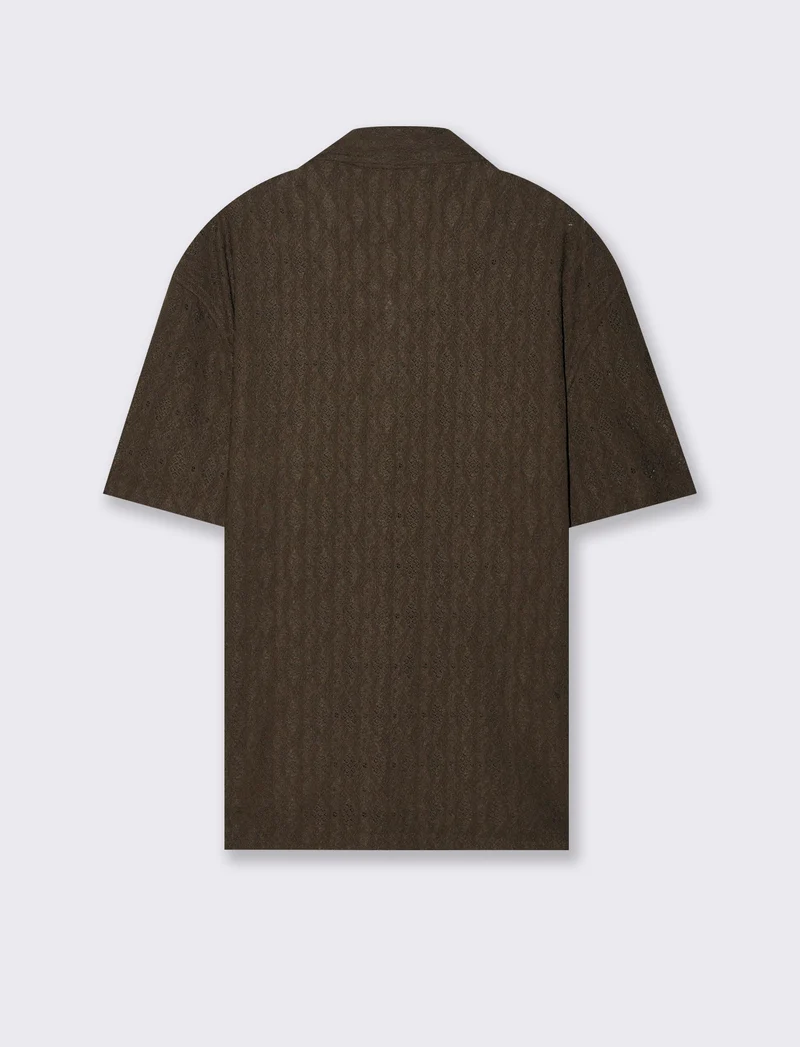 Camicia con struttura aperta da uomo - Moro