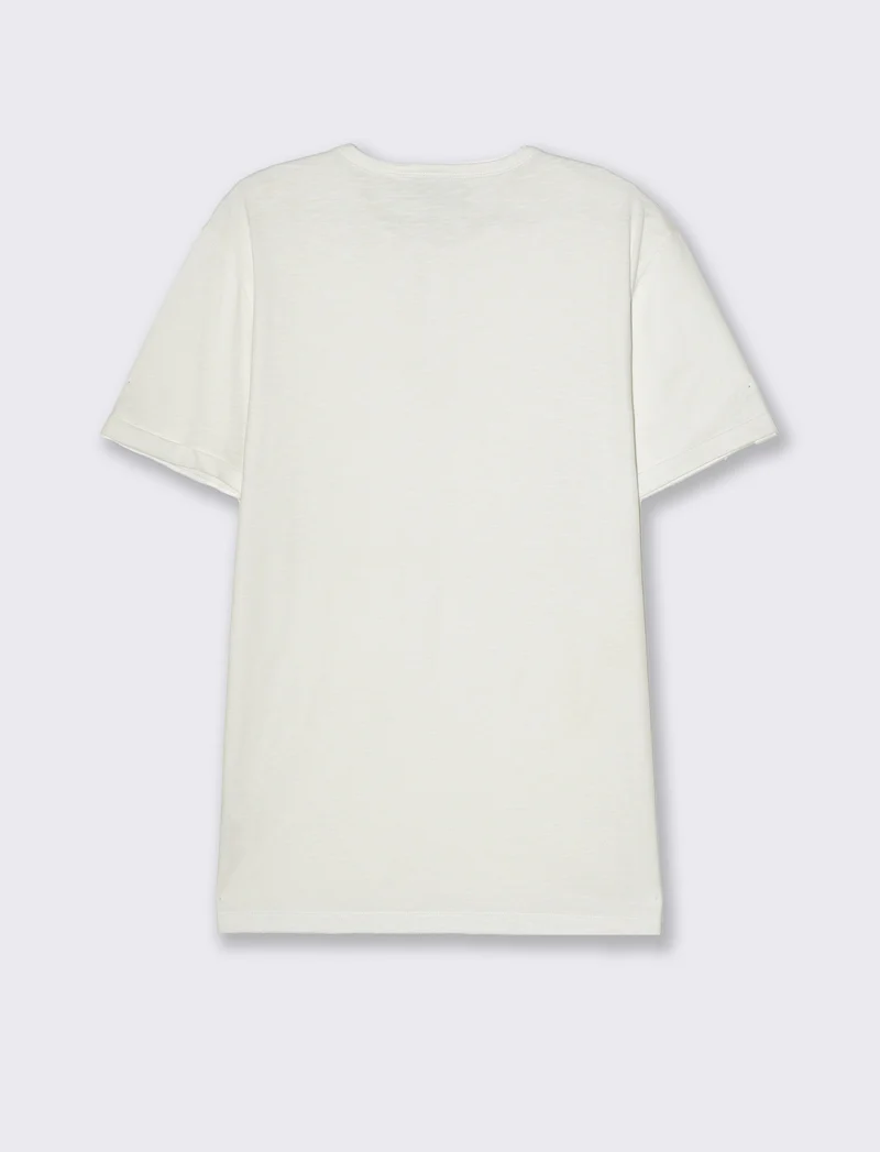 T-shirt in cotone con collo a serafino da uomo - Bianco
