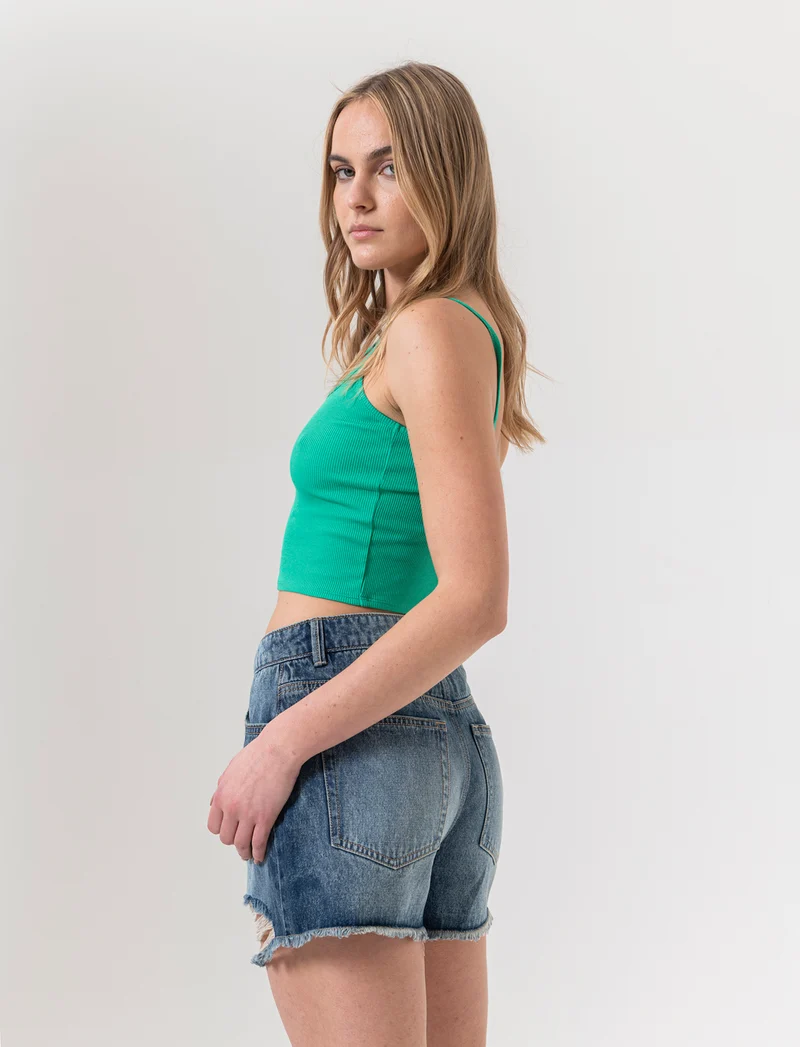 Top a costine da donna - Verde smeraldo