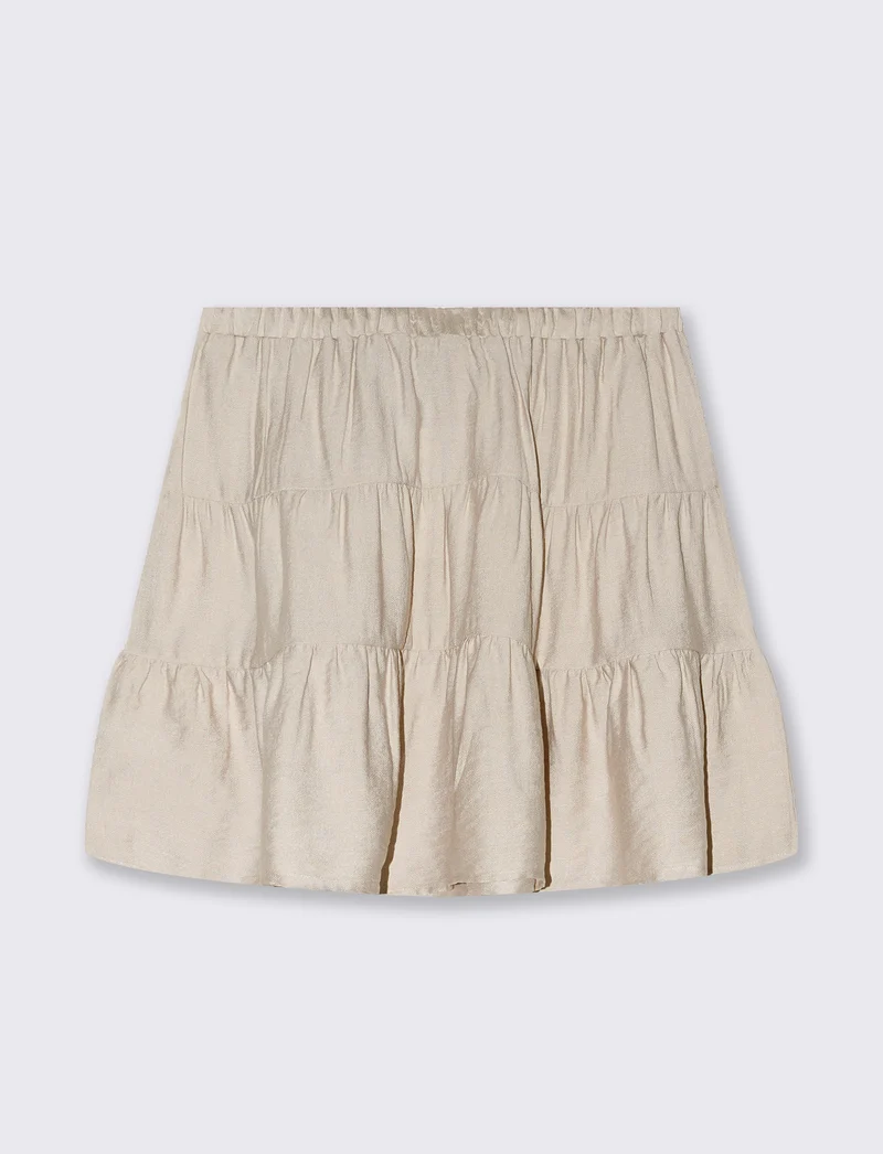 Gonna corta con balze da donna - Beige corda