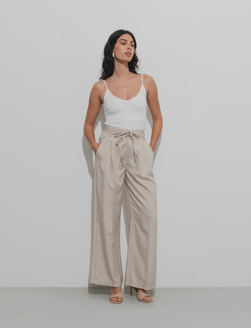 PANTALONE CON LACCI - Beige