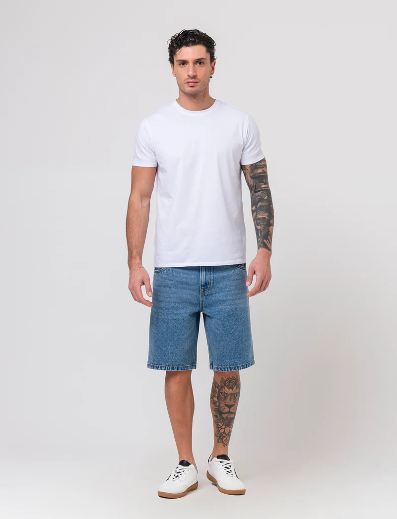 Bermuda di jeans baggy fit da uomo - Denim