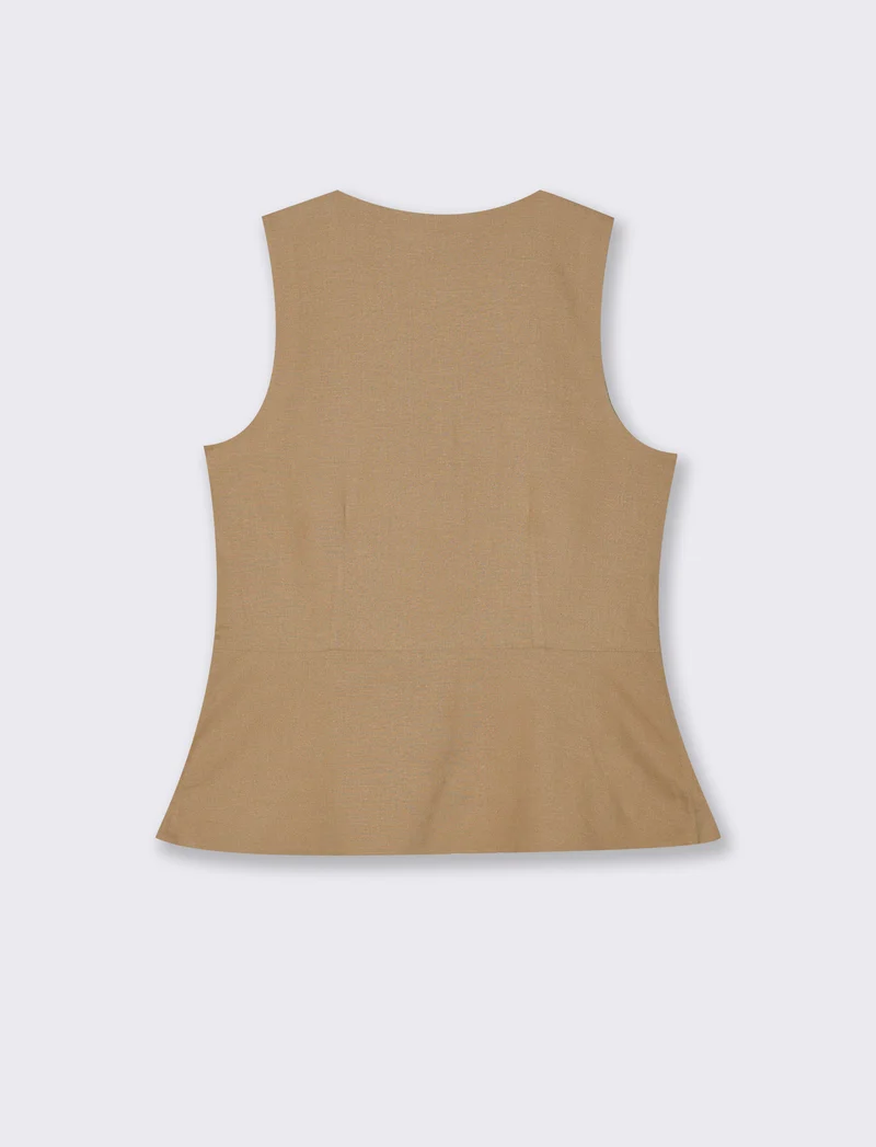 Gilet con bottoni gioiello da donna - Caramello