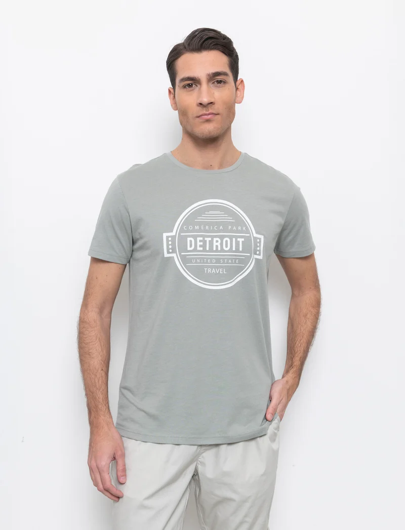 T-shirt in cotone con stampa da uomo - Verde