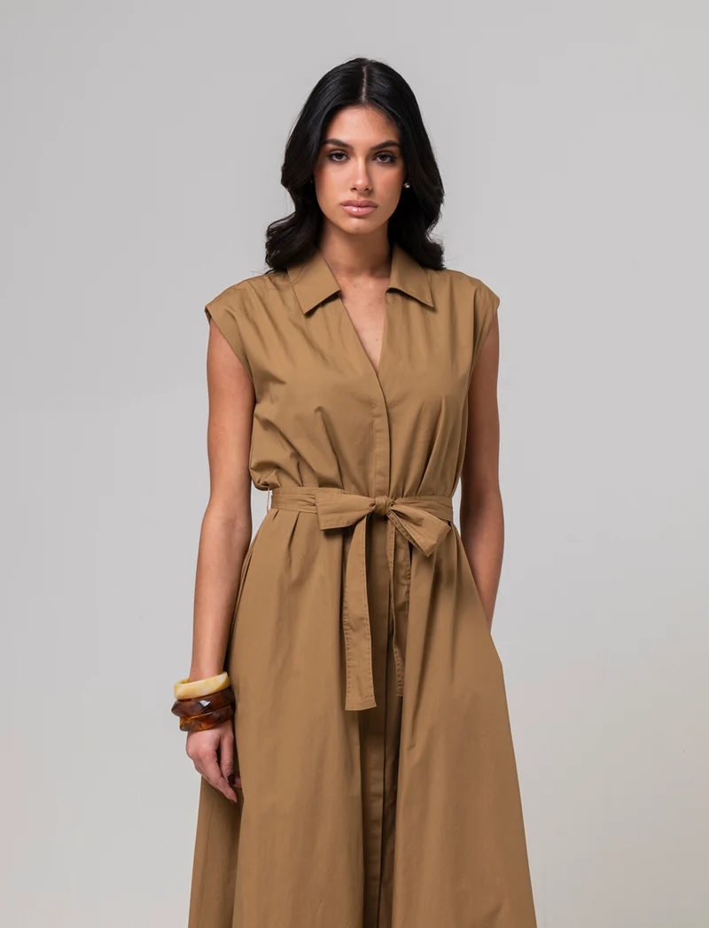 Vestito chemisier da donna - Caramello
