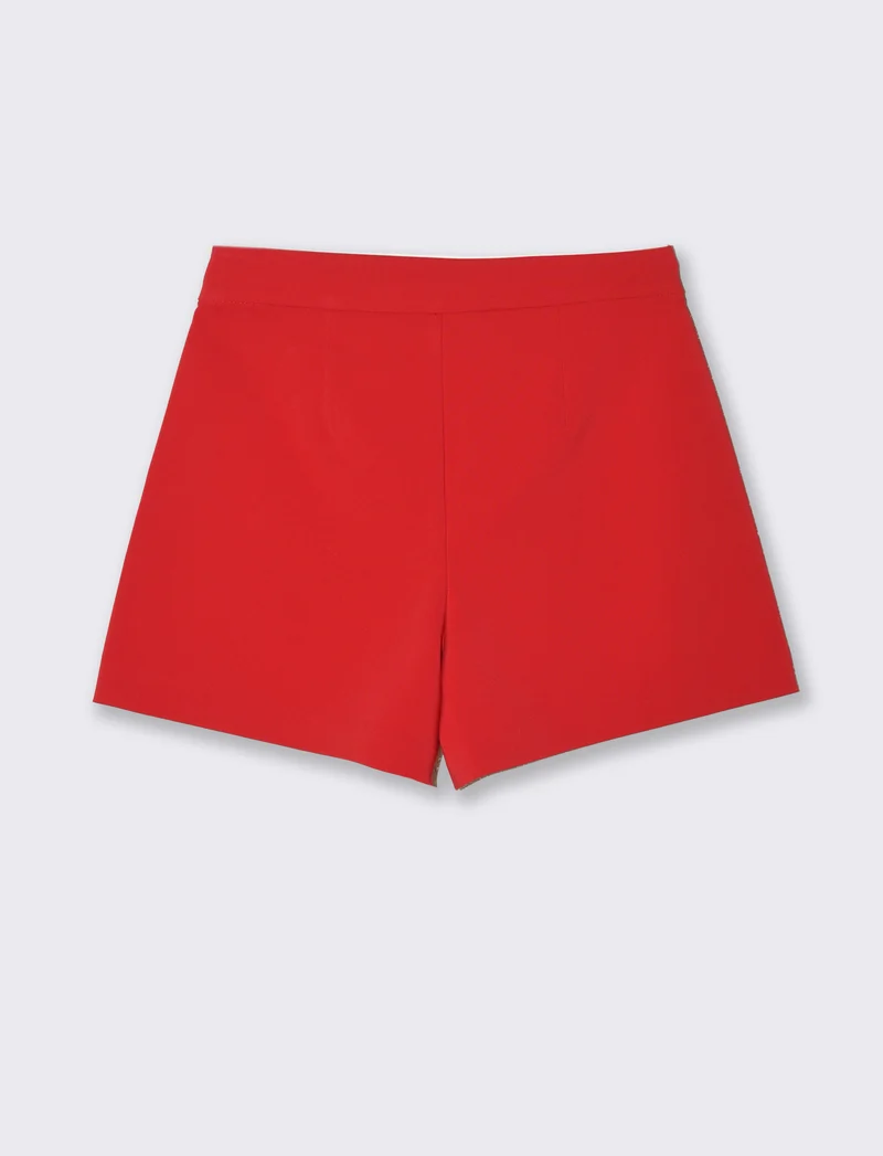 Short con bottoni da donna - Rosso scarlatto
