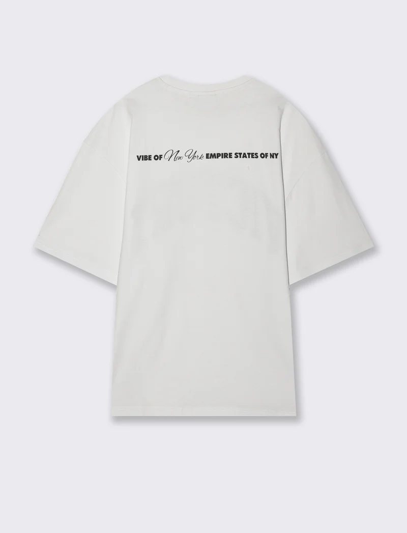 T-shirt boxy fit con stampa da uomo - Bianco