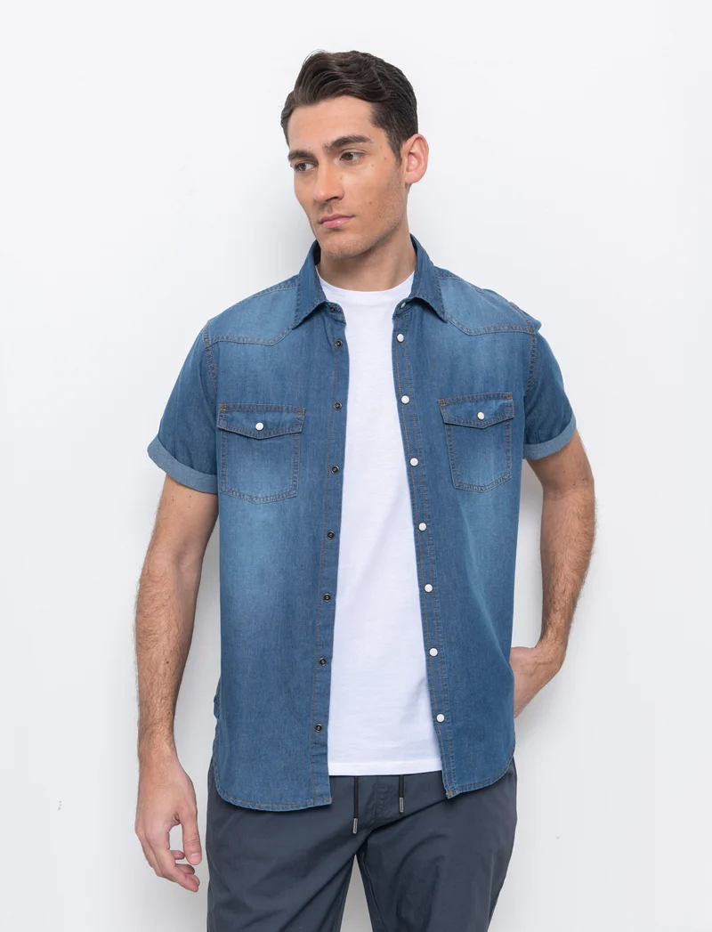 Camicia in denim leggero da uomo - Denim