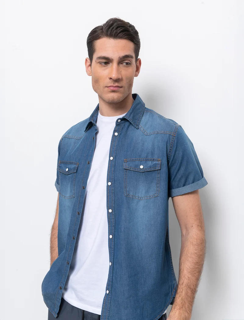 Camicia in denim leggero da uomo - Denim