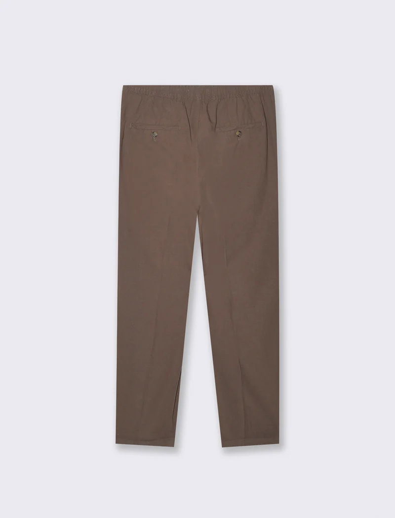 Pantaloni vita jogger misto lino da uomo - Grigio fango