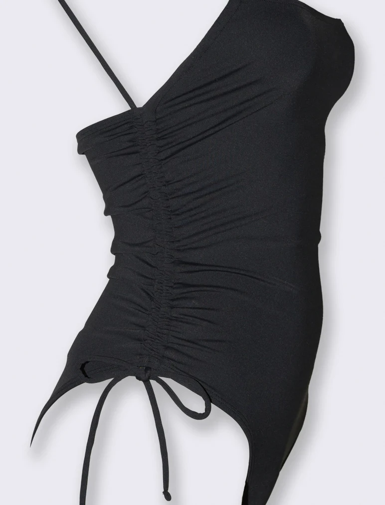 Costume mare donna intero con laccetti - Nero