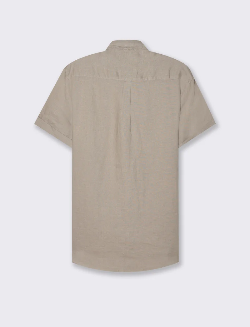 Camicia manica corta 100% lino da uomo - Beige