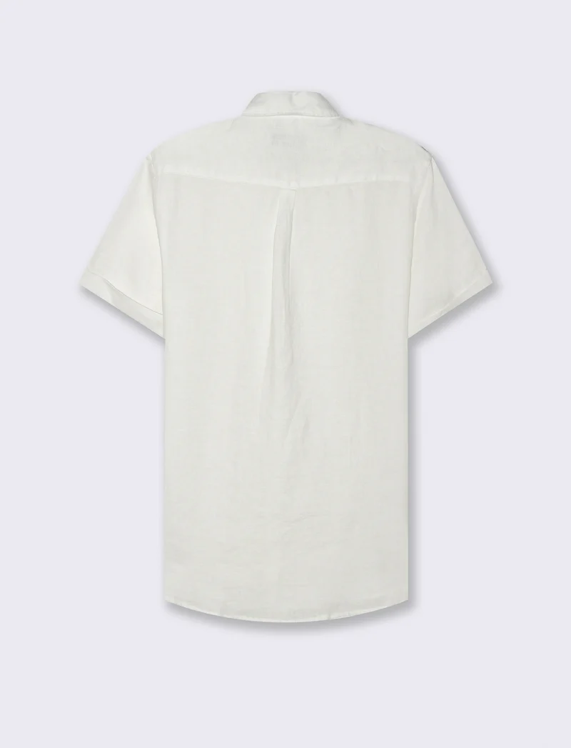 Camicia manica corta 100% lino da uomo - Bianco