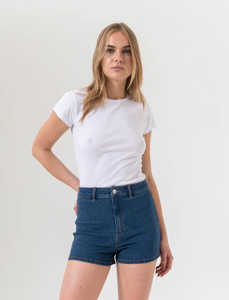 Short vita alta da donna - DENIM SCURO