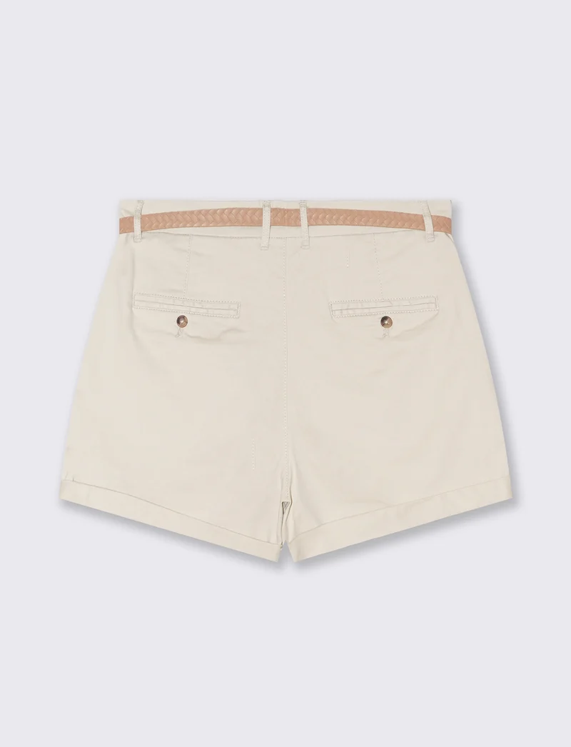 Short con cintura da donna - Beige corda