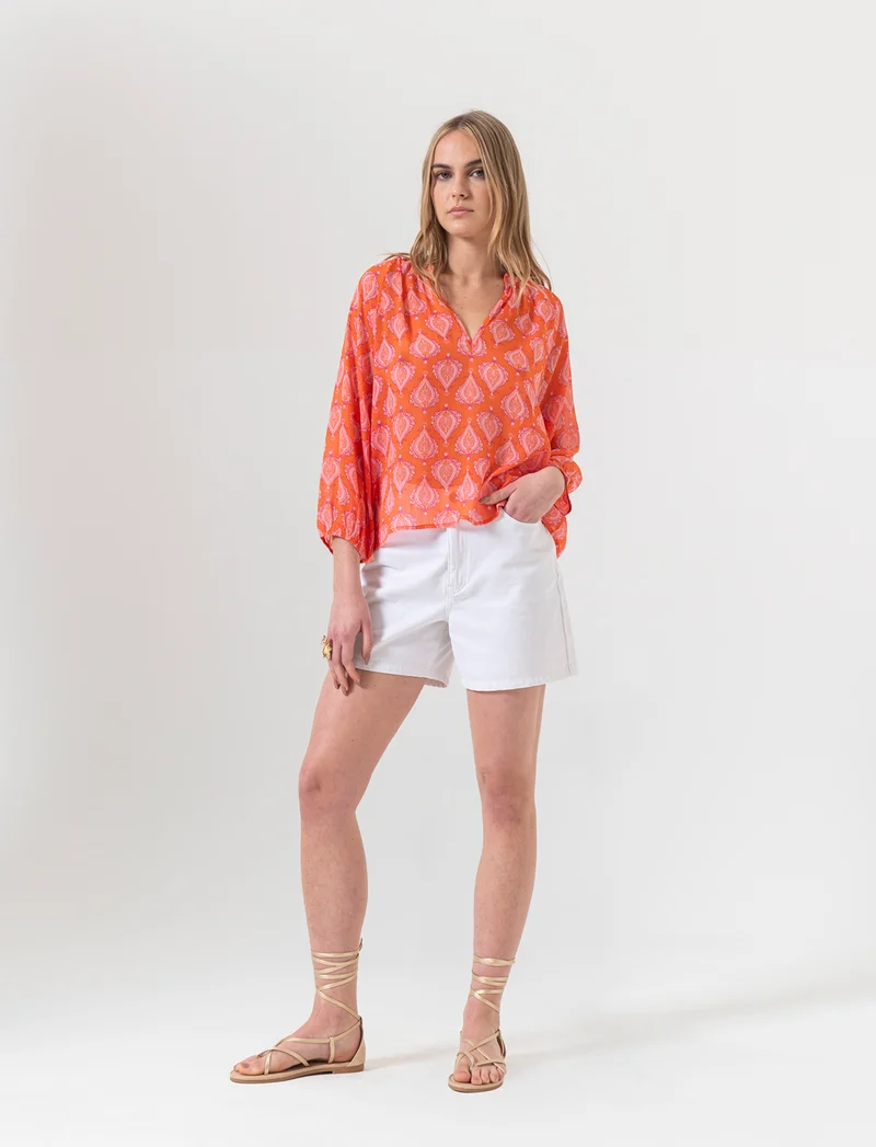 Short in denim da donna - Bianco