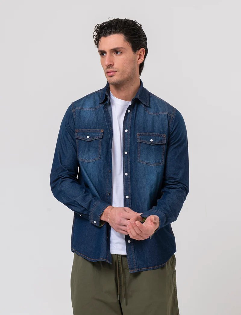 Camicia in denim leggero da uomo - Denim