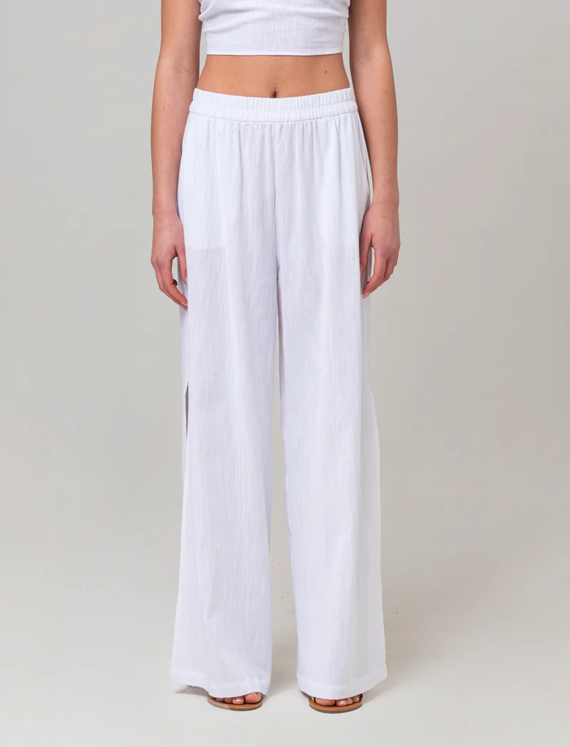 Pantalone con spacchi da donna - Bianco